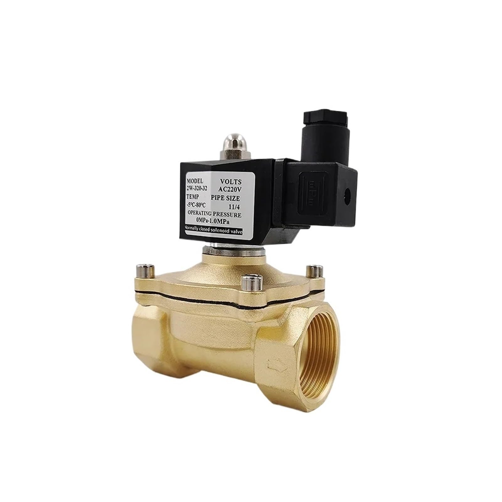 Électrovanne laiton étanche IP65 DN32 24V pour un contrôle hydraulique sans fuite
