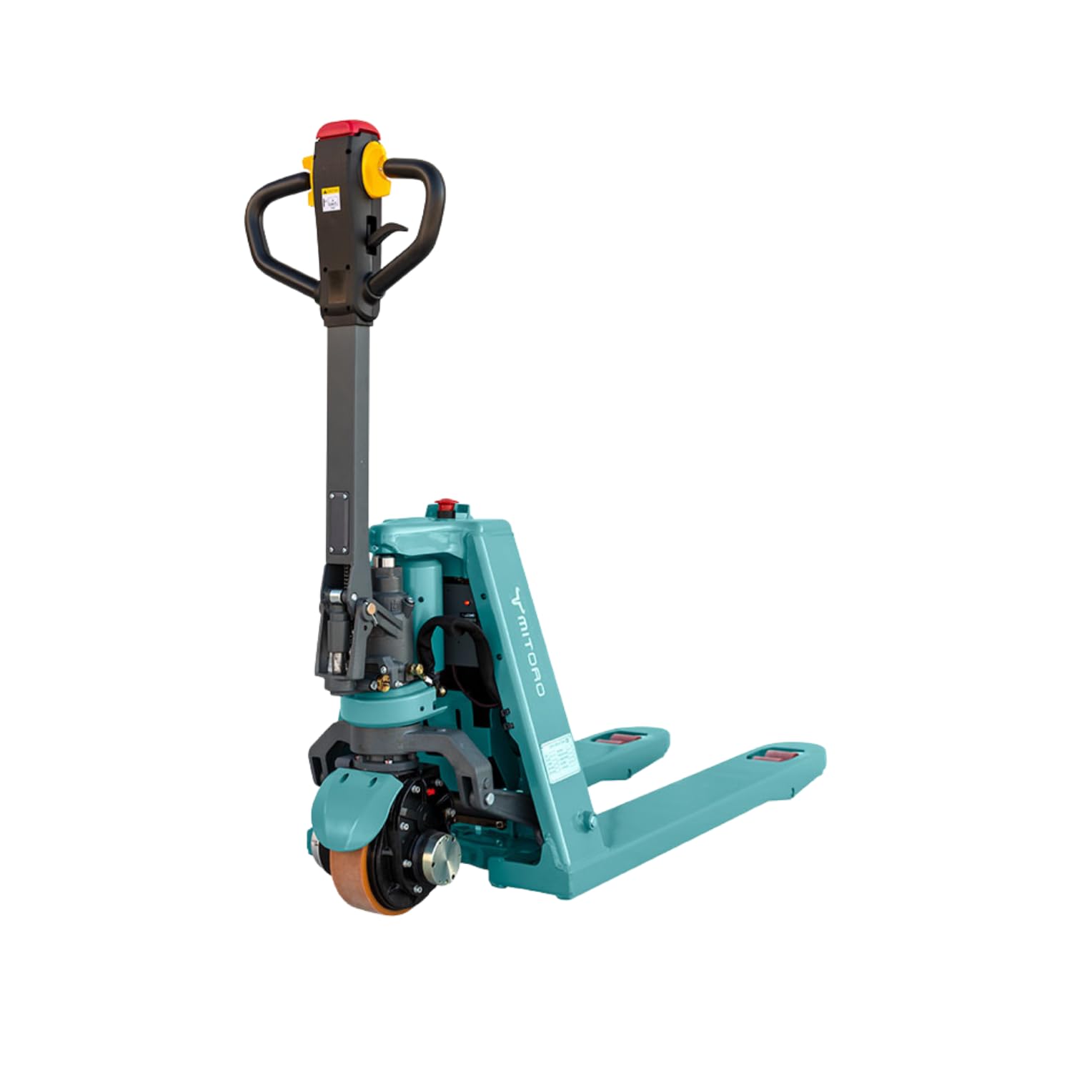 Transpaleta Eléctrica MITORO - 1500kg - Batería de Litio - Horquillas 550x1580mm - Elevación 110mm - Ruedas Poliuretano PU - Frenado automático - Almacén Logística