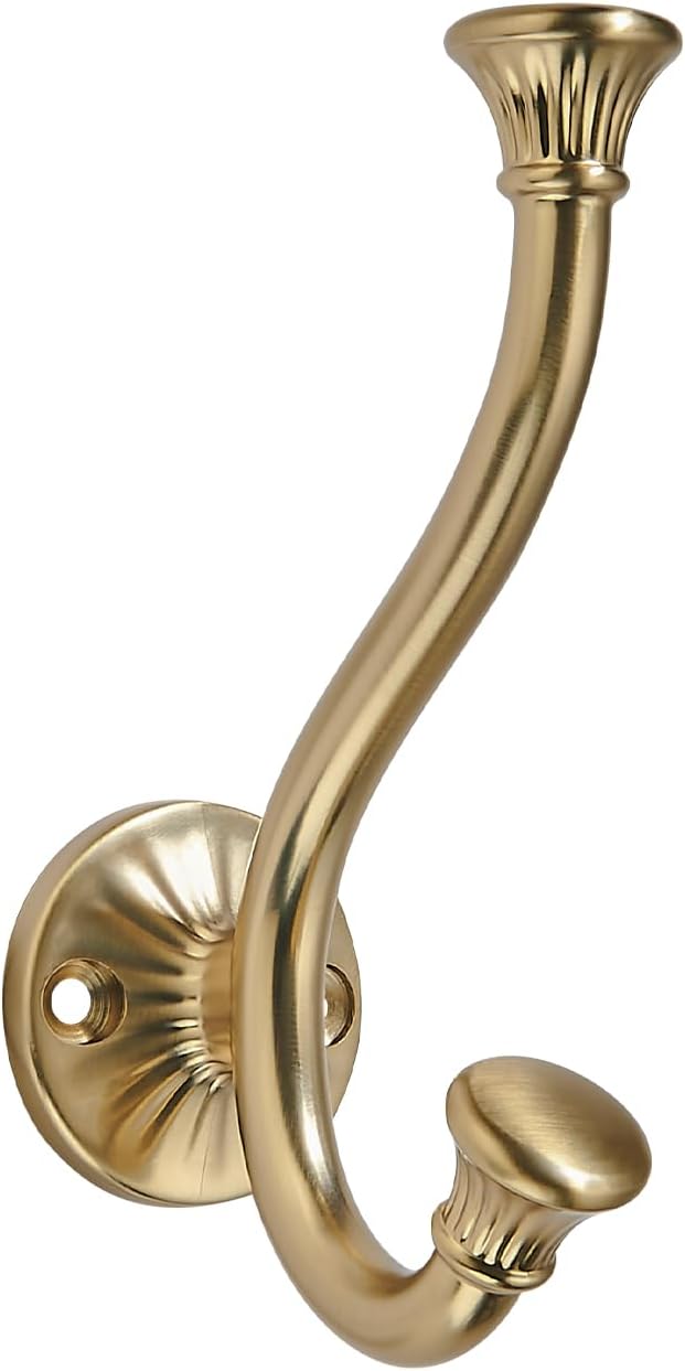 AVICCI 5 Pack Coat Hooks Champagne Bronze Zinc Alloy Heavy Duty Coat Hooks Suitable for Tile, Wood Board, Bathroom, Entrance Hall, Kitchen, Multi-Functional Robe Hooks