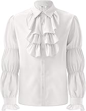 Runcati Mens Pirate Shirt Ruffle Victorian Renaissance Vampire Poet Puffy Shirts Gothic Steampunk Medieval Costume
