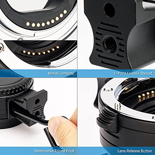 JJC EF-EOS M - Adaptador de montura de lente para Canon EOS EF/EF-S en Canon EF-M cámara de montaje EOS M M2 M3 M5 M6 M6 Mark II M10 M50 M100 - Comunicación electrónica compatible - imagen 3