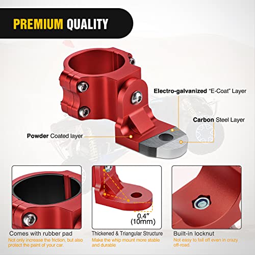 Image of Nilight UTV Flag Antenna Mount Red 1.5 inch to 1.75 inch and 1.75 inch to 2 inch Roll Bar