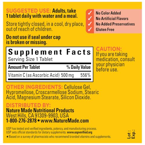 Nature Made Vitamin C 500 mg Tablets, Dietary Supplement, 100 Tablets - image 7
