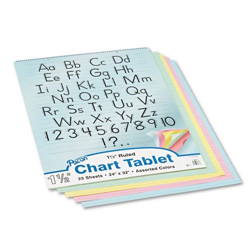 Pacon : Colored Chart Tablet, Ruled, 24 X 32, Yw/Pink/Salmon/Be/Gn, 25 Sheets/Pad -:- Sold As 2 Packs Of - 1 - / - Total Of 2 Each #TOP23