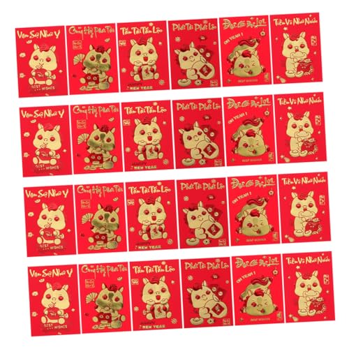 Enveloppes rouges vietnamiennes de l'Année du Cheval, pochettes de chance Nouvel An et Fête du Printemps