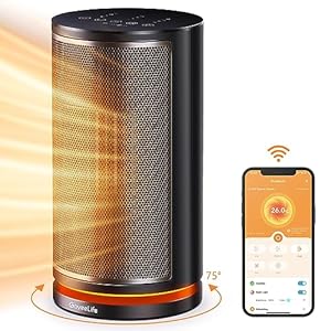 GoveeLife Smart Ceramic Space Heater, 75° Oscillating Electric with Thermostat, App & Voice Remote, 24H Timer, Overheating & Tip-Over Protection, Energy ECO-Auto-Mode for Home Bedroom Office