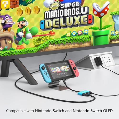 Nintendo Switch/OLEDスイッチ用スイッチドック、3-in-1ミニスイッチTVドック 4K HDMI USB 3.0ポート USB C PD 100W充電、スイッチ用トラベルポータブルドック (ブルー)