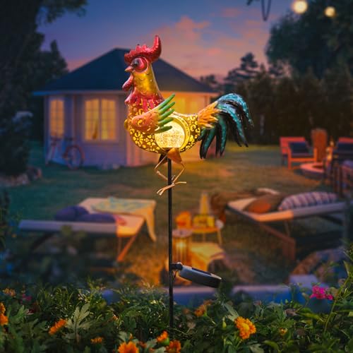 Tryme TR3993 Chicken Decor Rooster Solar Lights Outdoor Decorative Garden Statue Gifts thumb #3