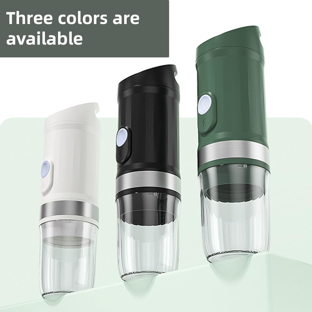 Cafetera eléctrica portátil inalámbrica para Preparar café en frío y Caliente, monodosis, con batería Recargable 3 en 1 de 9600 mAh y 20 Bares.