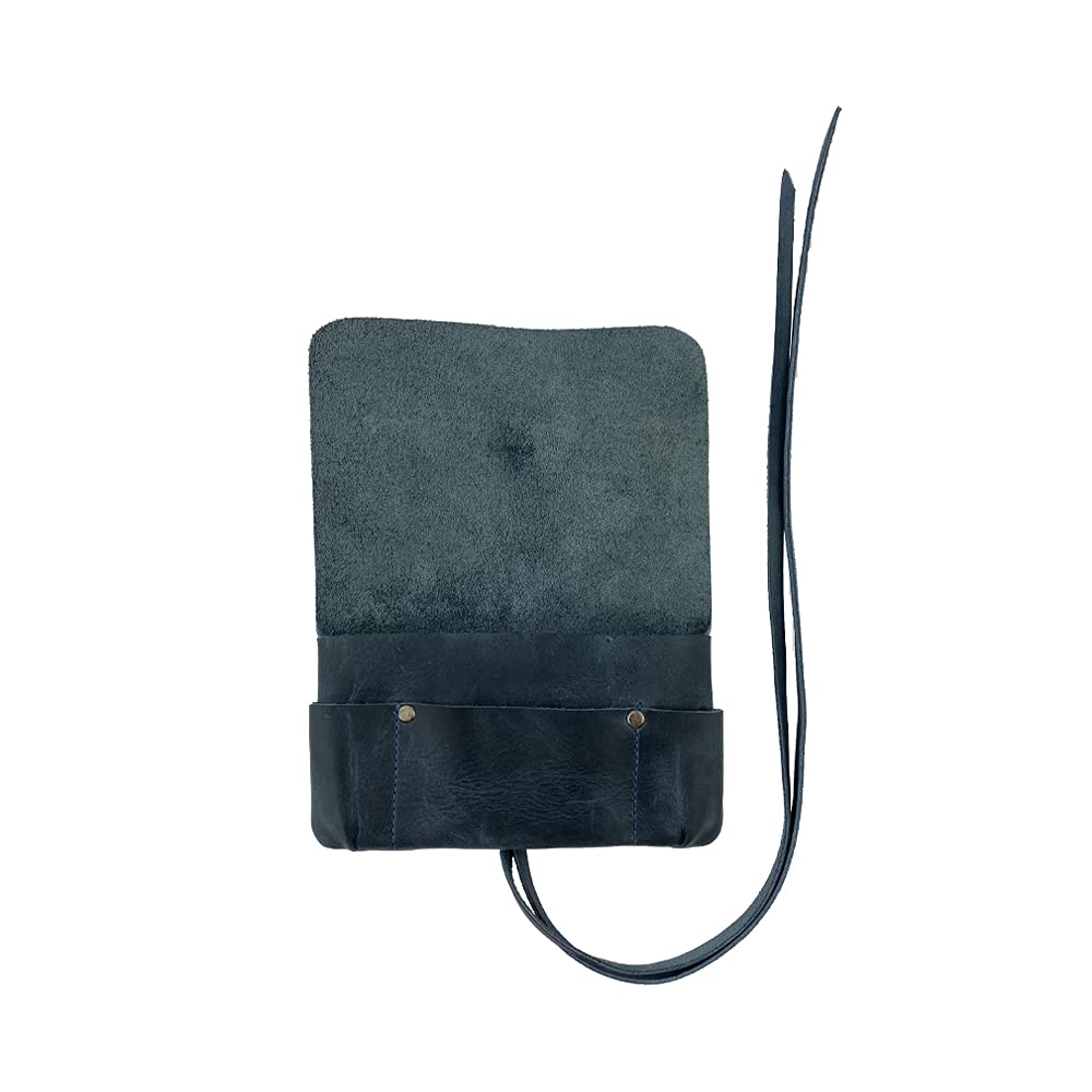 Hide & Drink, Tobacco Pouch, Smoking and Notebook Cover, Classic Case, Vintage Storage, Pipe Bag, Smoking Accessories, Full Grain Leather, Handmade, Slate Blue