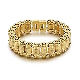 18K pure gold men's fashionable and prestigious Cuban bracelet, motorcycle bracelet, hip-hop men's high-end identity accessory