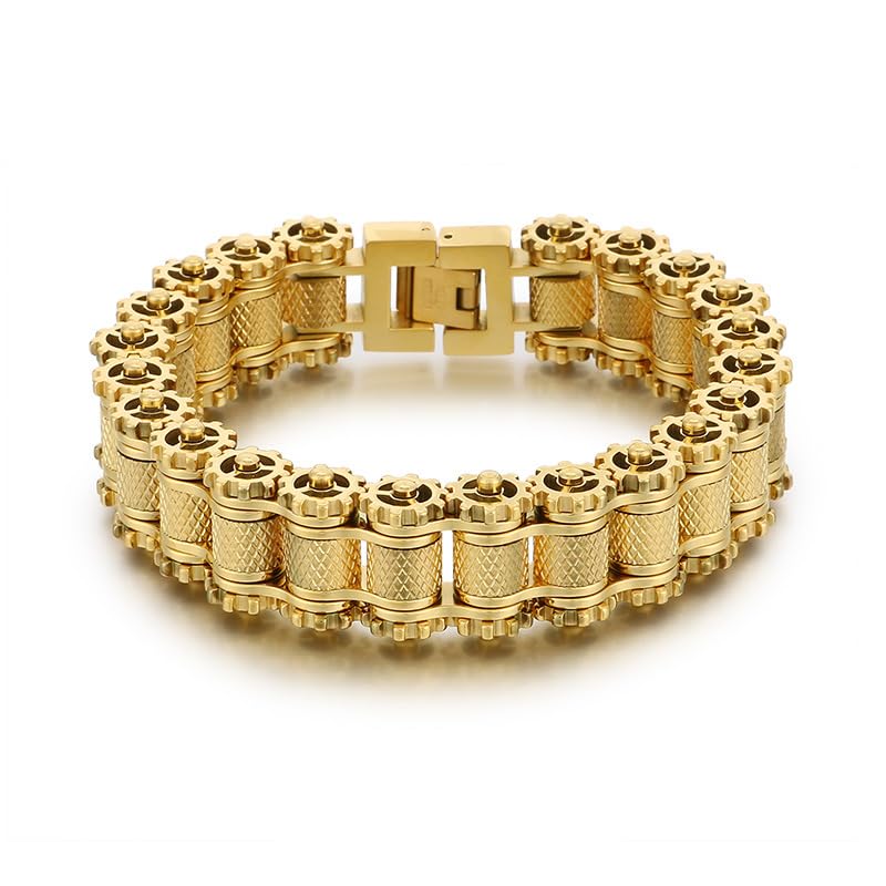 18K pure gold men's fashionable and prestigious Cuban bracelet, motorcycle bracelet, hip-hop men's high-end identity accessory