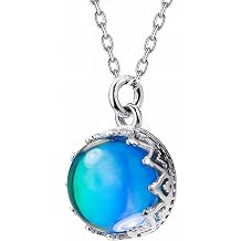 Pendant Necklace Chain,Women's Necklace S925 Silver Aurora Necklace Female Small Fresh Blue Gradient Round Temperament Short Clavicle Chain,Silver Set Chain