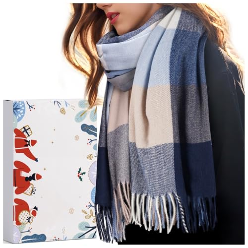 Schal Damen Geschenke für Frauen Weihnachten: Blau Schals Tücher für Damen Dicker Schal Damen Winter, Weihnachtsgeschenke Frauen Mama, Adventskalender Teenager Mädchen...