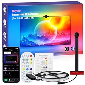 Diyife TV LED Lights, 4m TV Backlights with AR Sensor Sync to 55-60 inch TVs Screen & Music, Multiple Colors Changing RGB LED Strip Lights for TV Work with Remote, Bluetooth, Smart App Control