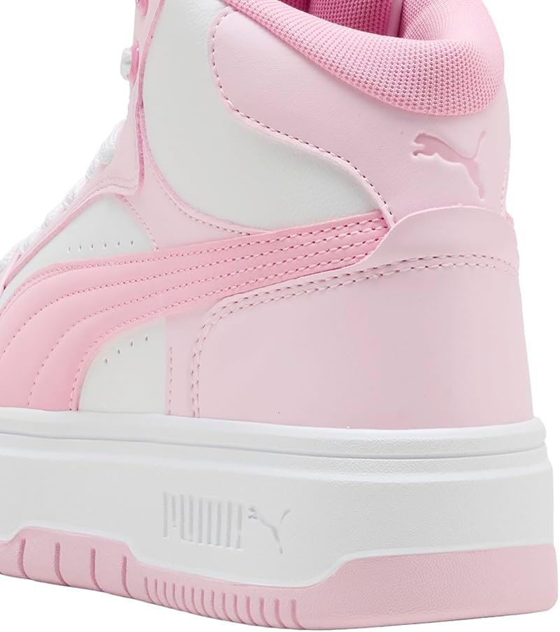 PUMA Womens Rebound Femme Mid High Sneakers Shoes Casual - Pink, White