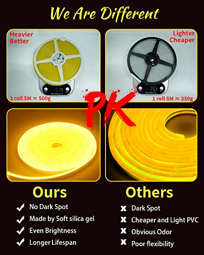 Image of YM E-Bright Led Neon Strip Lights 12V Rope Silicone Indoor Outdoor 16.4Ft 600SMD Waterproof Flexible for Signboard Bar Home Kitchen Bedroom Party Holiday Art Decoration, Ice Blue(No Power Adapter)