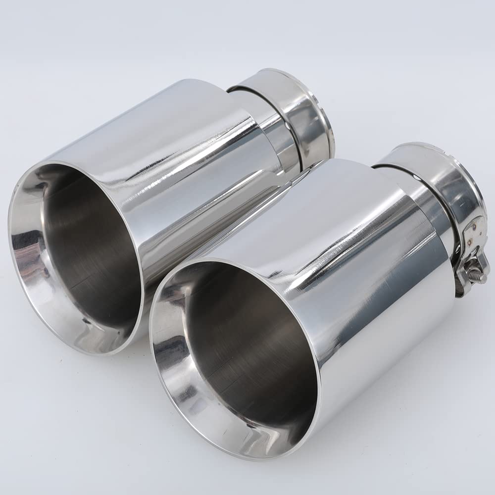 Cola De Escape Coche Silenciador de punta tubo cola Color plateado escape Universal acero inoxidable for coche 1 Uds(IN 70MM OUT 101MM)