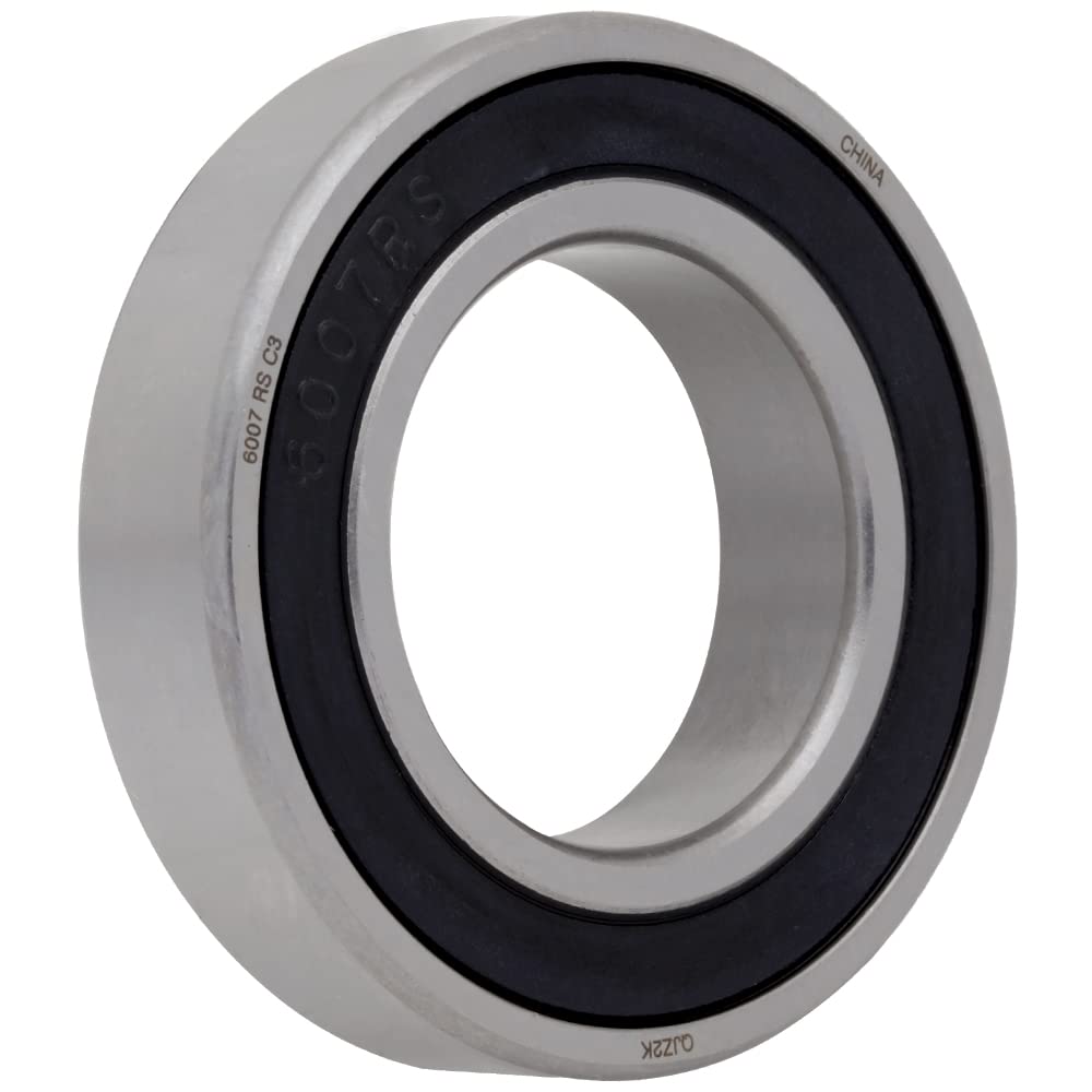 [10-Pack] 6007-2RS - Deep Groove Radial Ball Bearing 1.378 in x 2.441 in x 0.551 in (ID x OD x W) | 35 mm x 62 mm x 14 mm (ID x OD x W) with Double Rubber Seal, Clearance C3