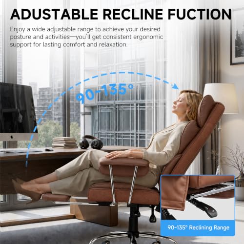 Image of GTPLAYER Gaming Chair,Office Chair with Pocket Spring Lumbar Support, Ergonomic Comfortable Wide Office Desk Computer Chair with Outward Fixed Soft Armrests and Footrest(Brown)