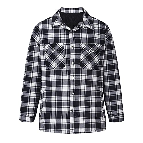 Mens Sherpa Lined Shacket Regular Fit Long Sleeve Plaid Shacket Coat Casual Long Sleeve Buttons Shirts Jackets3