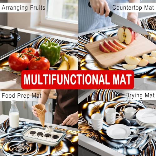 Image of Nuxovilar Stove Top Cover Cooktop Mat 28.3x20.4in Polyester Diatom | Electric Guard Range Countertop Pad Burner Protection Sheet Kitchen Decor Cooking Area Home Styling (Metallic Rose)