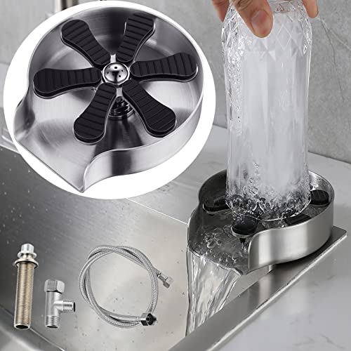 GläserspüLer für Spülbecken, FlaschenspüLer, Glasbürste für BarspüLe, Edelstahl Glasspüler, Cup Washer Cleaner, Flaschenreiniger Tassenspüler für Küchenspüle, Bar, Gläserspülgerät