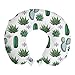 ABAKUHAUS succulento Cuscino da Viaggio, Exotic Cactus Piante da appartamento, Accessorio in Schiuma di Memoria per Viaggio, 30 cm x 30 cm, Forest Green and White