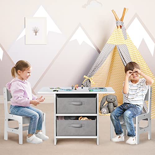 RELAX4LIFE Tavolino Bambini con 2 Sedie, in Legno