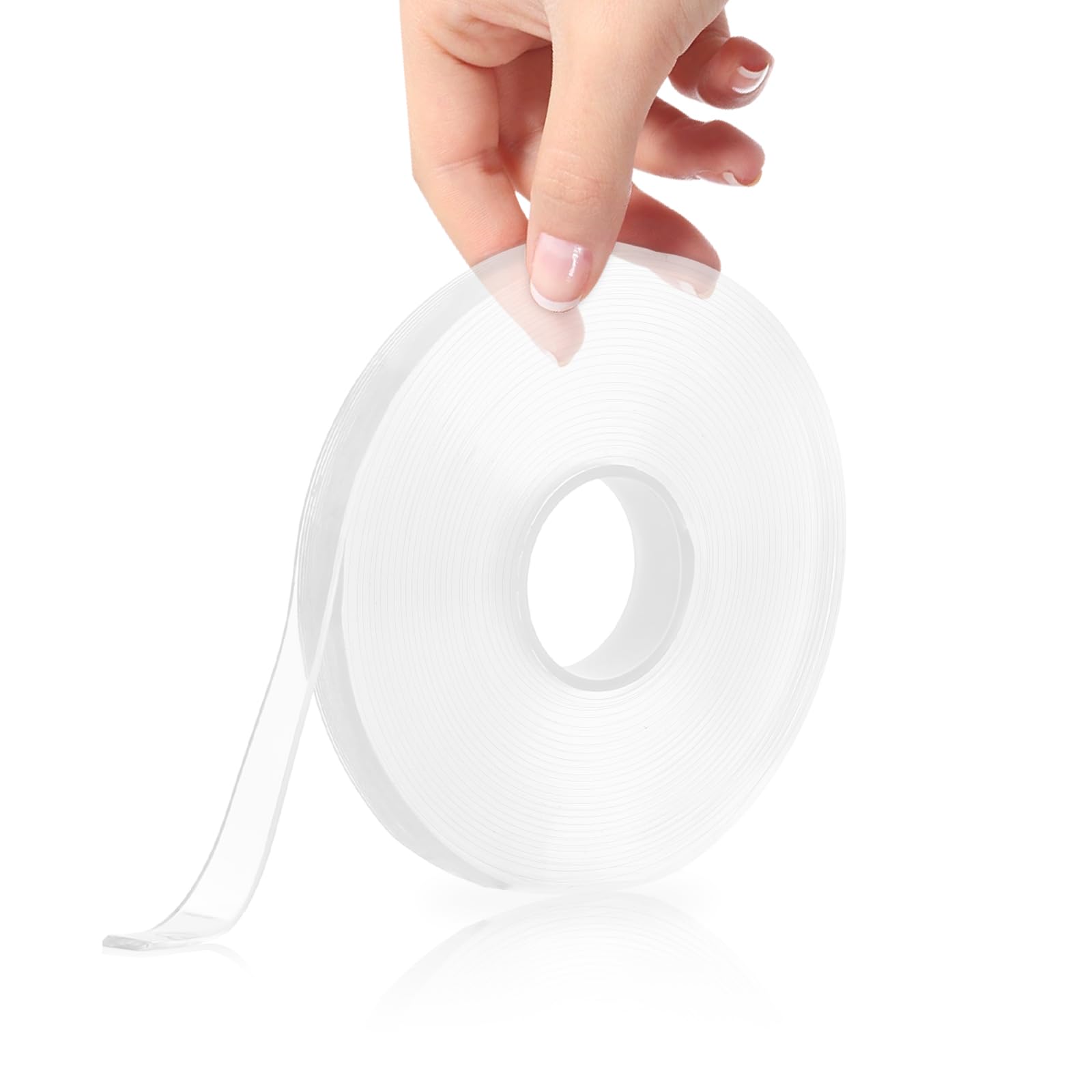 Transparent Nano Double-Sided Tape Heavy Duty, 16.4ft Clear Strong Sticky Adhesive Mounting Tape, Narrow Waterproof Decorative Acrylic Gel Tape for Wall, Poster, Photos, Hanging Decoration Craft, DIY