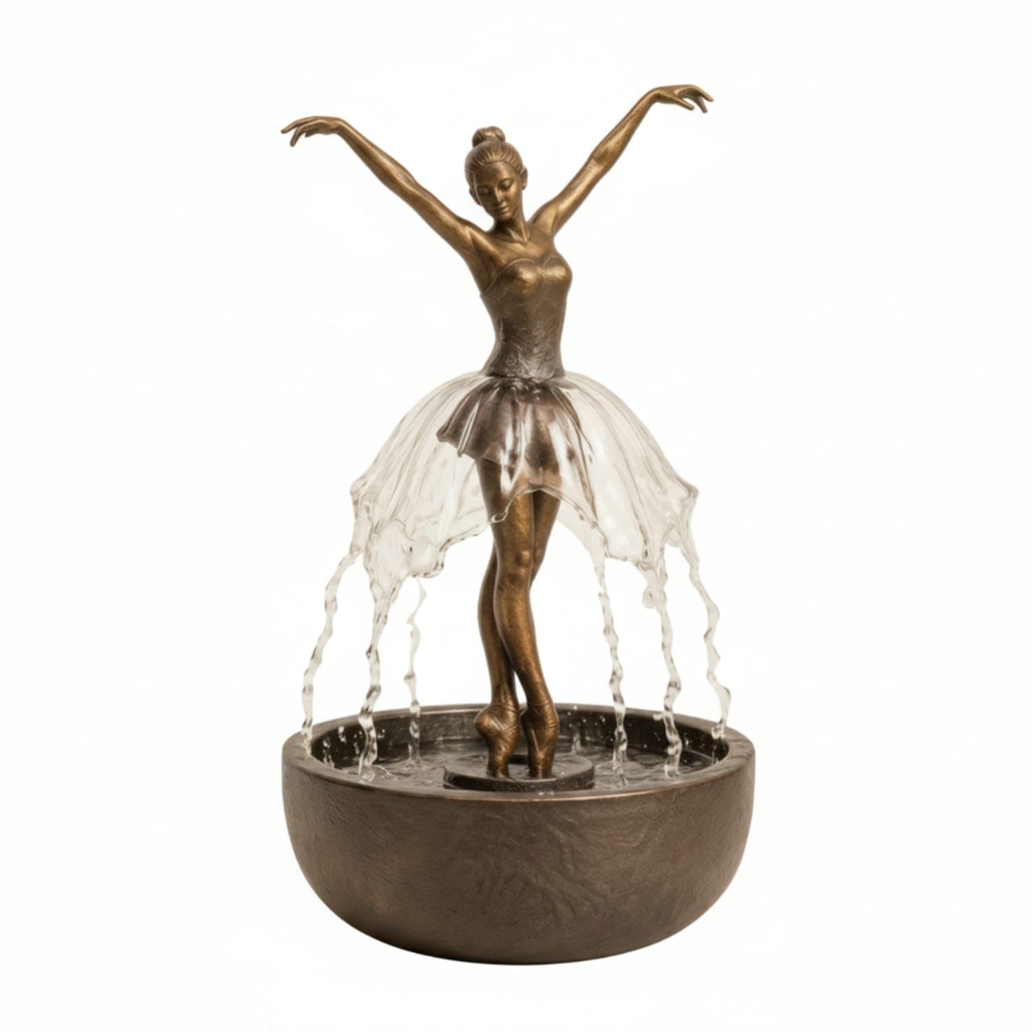 Bronze Finish Ballerina Water Fountain Decorative Fountain with Ballerina Figurine Elegant Relaxing for Dancers, Meditators, Desk, Living Room, Meditation Space, Ballerina a-image-38