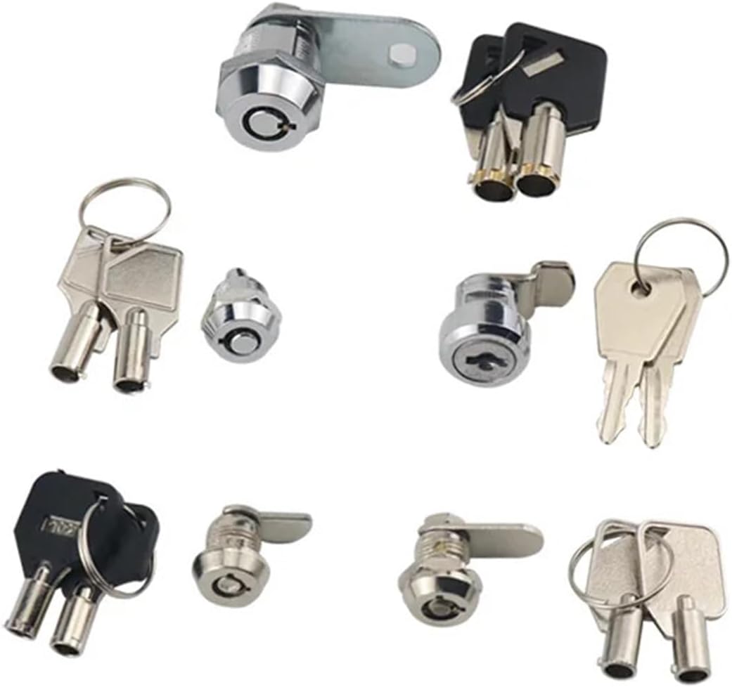 Commercial Industrial Electrical Box Cam Lock Flat Round Cam Drawer Plum Blossom Copper Key Iron Box Mailbox Lock 1Pcs(E-Style cam Lock)