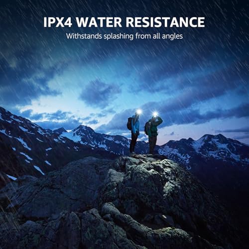 Image of Lepro 320015 Battery Powered Headlamp - 1300Lux Super Bright LED Head Lamp with Red Light, IPX4 Waterproof Headlights for Outdoor Camping, Hiking, Hunting, Power Outages, Emergency, Hurricane - Blue