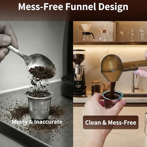 Image of 2 Pcs Coffee Scoop with Funnel for Reusable K Cup, 2 TBSP Measuring Spoon