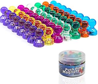 56 Colorful Push Pin Magnets | 7 Assorted Color Strong Magnetic Push Pins
