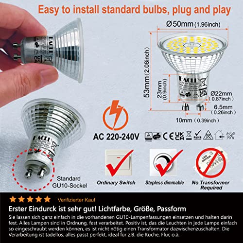 EACLL GU10 LED Bulbs Dimmable 6W Cool White 6000K Light Replace 65W PAR16 Halogen. 620LM Energy Saving Light Source - Image 4
