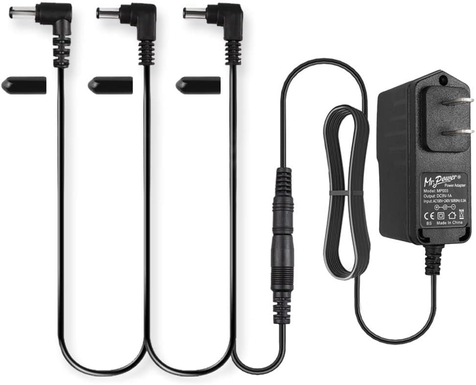 9V 1A Power Supply + 3 Way Cables