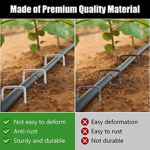FEED GARDEN 6 Inch 50 Pack Hot-dip Galvanized Landscape Staples Plant Cover Spikes 11 Gauge Tent Stakes Garden Stakes Landscaping Fabric SOD Pins Yard Pins for Decoration Weed Barrier Fabric — view 7