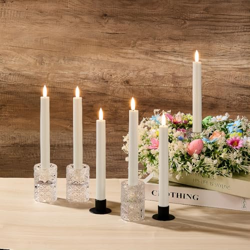 Simplelight ホワイト フレームレス テーパーキャンドル リモコン付き - 電池式キャンドル LEDキャンドルスティック LEDテーパーキャンドル 電池式 6個セット H:9インチ (ホワイト)