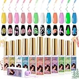 【12 Farben Gel Liner Nagellack Set】 12 beliebte und pastellfarbene Liner-Gele mit einer Kapazität von 8 ml / 0,27 fl oz; Verschiedene Farben können Ihre unterschiedlichen Nageldesign-Anforderungen erfüllen. Nail Art Gel Liner wurde speziell entwickelt, um Ihnen die beste Erfahrung beim Zeichnen von Nail Art mit feinen Linien zu bieten, die in einen langen und dünnen Pinsel eingebaut sind, einfach zu verwenden sind und den Liner-Zeichenstift beim Nageldesign nicht wechseln und waschen müssen.