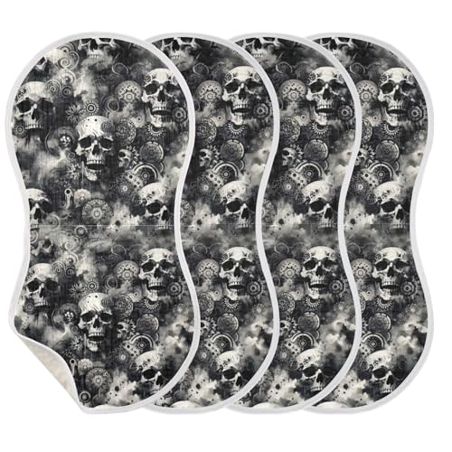 Muslin Burp Cloth for Baby 2PCS Abstract Skulls Gray Super Absorbent Burping Cloths, Bibs for Newborn Boys Girls3