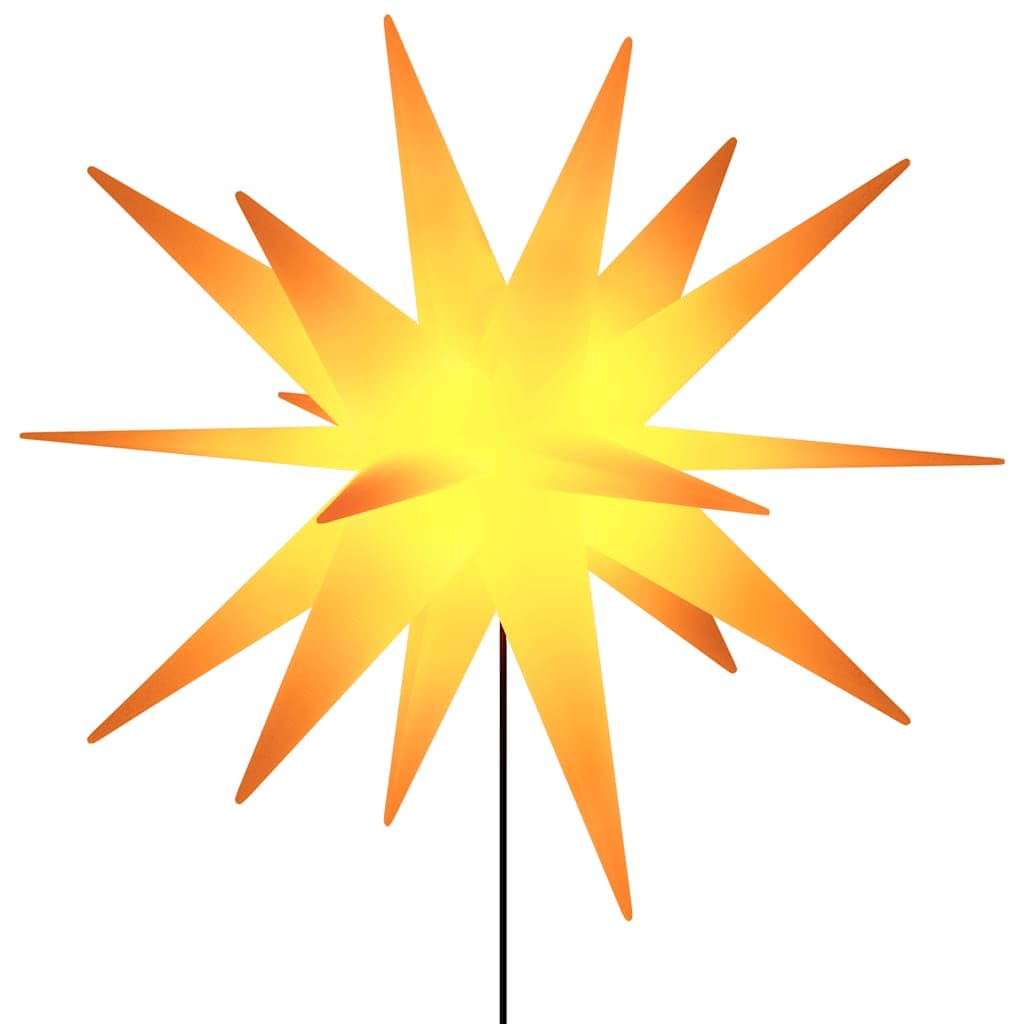 LED-Weihnachtssterne 3 Stück mit Erdspießen faltbar Gelb 57 cm warmweiß IP44 wasserdicht Timer innen außen Garten Balkon Terrasse festliche Deko