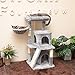 Hey-brother Cat Tree with Scratching Board, 2 Luxury Condos, 41.34 inches Cat Tower with Padded Plush Perch and Cozy Basket, Light Gray MPJ004W