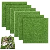 JJUNW 6 Stück Mini-Kunstrasen DIY, Kunstrasen Deko Miniatur Rasen, 15x15cm Kunstrase zum Basteln Miniatur Wiese Modellbau Rasen DIY Miniaturgarten Deko for Crafts Mikrolandschaft Dekorationen
