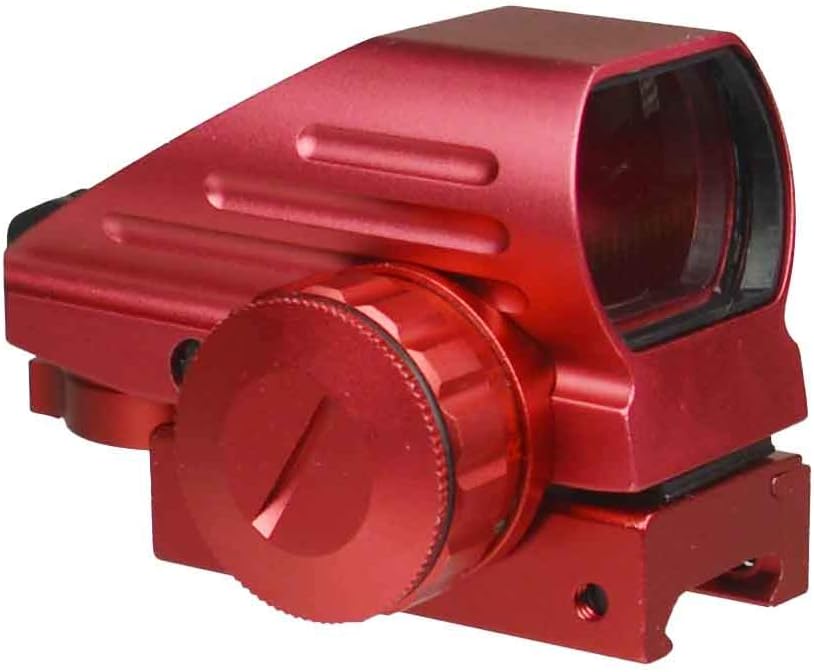 Premium Quality, Red and Green Reflex Micro Rifle Scope Dot Sight with 4 Different Reticles, Red Anodized Finish for Picatinny Rail Mount (New Version)