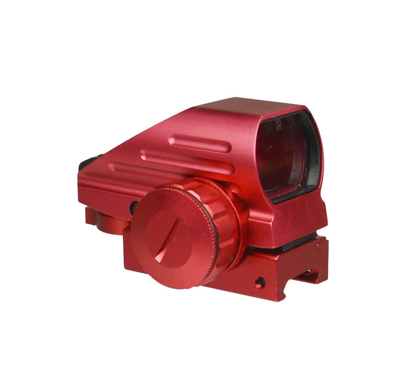 TWP Reflex Dot Sight Scope, Red and Green Illumination and 4 Reticles, Weaver Picatinny Rail Mount Aluminum Structure Anodized Red