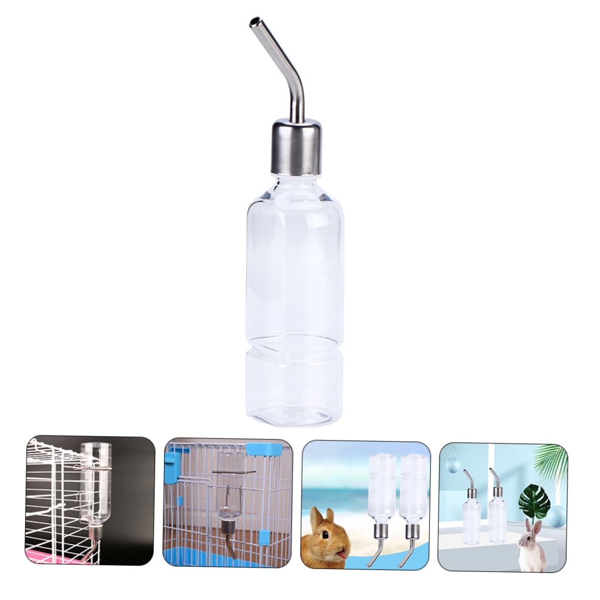 FOMIYES 6piezas Botella De Agua para Mascotas De Bebedero Colgante De Inoxidable para Conejos Hámsters y Roedores Instalación Fugas Pack