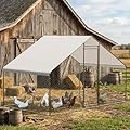 GarveeLife Large Metal Chicken Coop, Large Chicken Coop with Waterproof & Anti-UV Cover, Outdoor Chicken Run for Farm Yard (9.8 ft L x 6.6 ft W x 6.6 ft H)