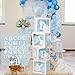 Decoraciones de fiesta de cumpleaños para baby shower para niños y niñas - 4 cajas de globos transparentes blancas con letras A - Z, cajas de globos para baby shower, revelación de género