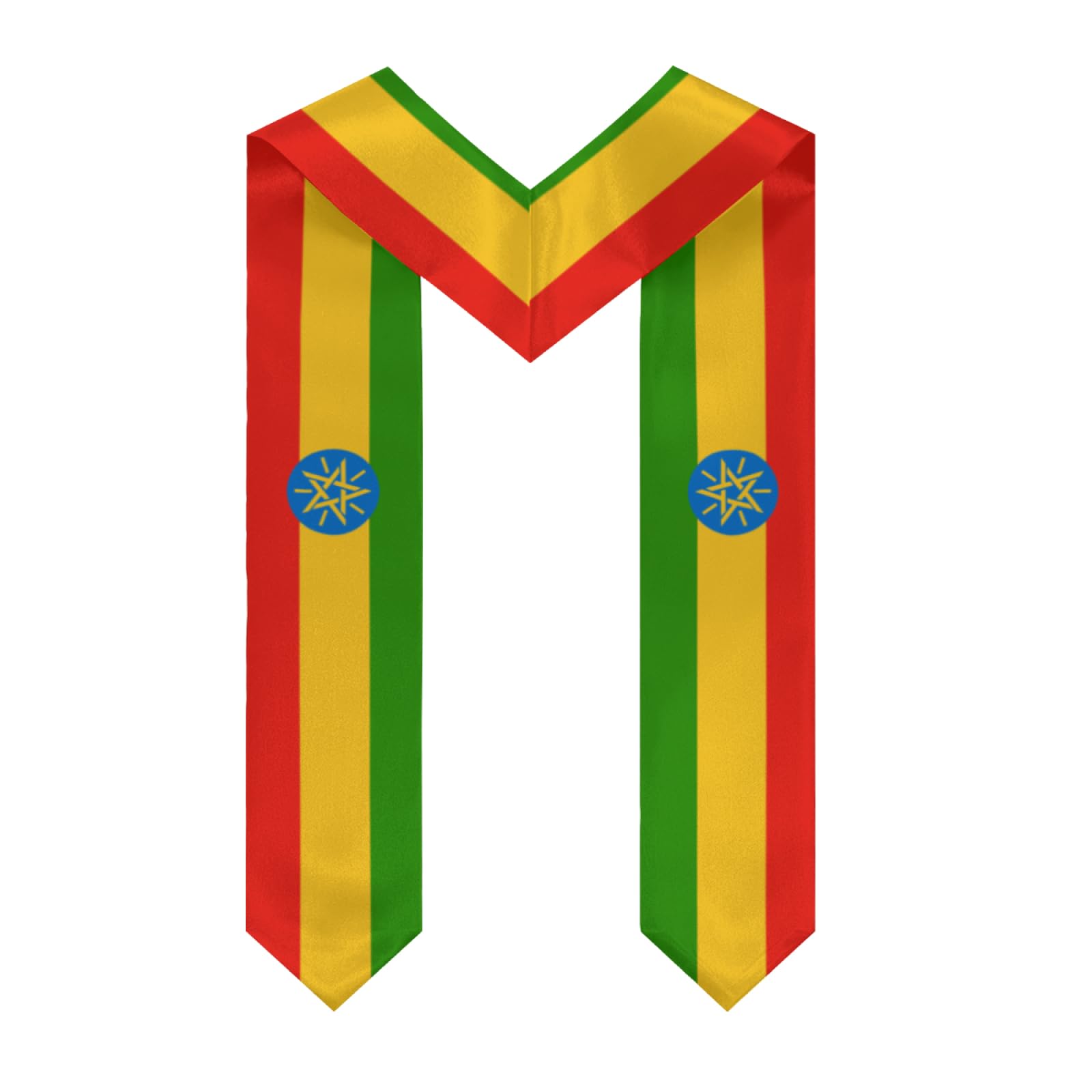 Ethiopia Ethiopian Flag Graduation Stole Sash Shawl for Men Women Thickened V-Neck Scarf for International Students Teachers Study Aboard Graduate Gift 72 inches Unisex